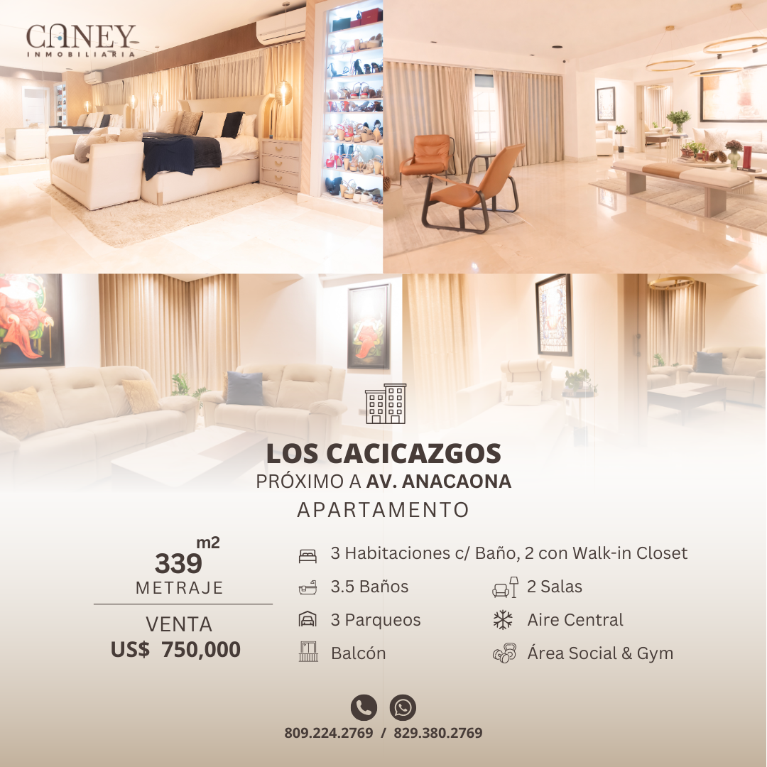 Apartamento en Los Cacicazgos, próximo a Av. Anacaona